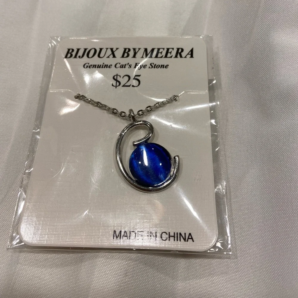 Genuine Cat’s Eye Stone 20 Inch Chain Necklace made by BIJOUX BY MEERA - Picture 3 of 3